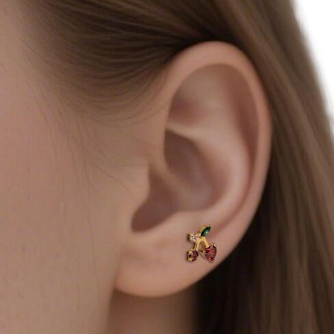 G23 Titanium 16G Push in Flatback Stud for Flat, Helix, Tragus, Conch, Lobe CZ Nose Stud Lip Stud Hypoallergenic Cartilage Earring Piercing Jewelry in Kuwait