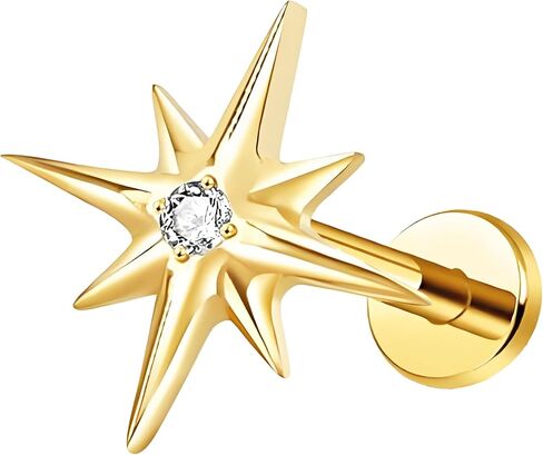 G23 Titanium 16G Push in Flatback Stud for Flat, Helix, Tragus, Conch, Lobe CZ Nose Stud Lip Stud Hypoallergenic Cartilage Earring Piercing Jewelry in Kuwait