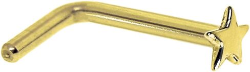 Body Candy Solid 14k Yellow Gold Star L Shaped Nose Stud Ring 18 Gauge 1/4" in Kuwait