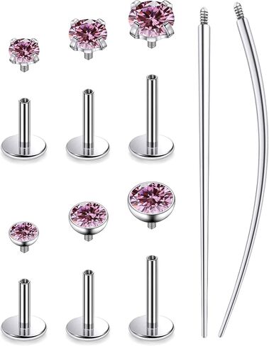 20G 18G 16G Astm F136 التيتانيوم مترابطة داخليًا أقراط مسطحة الظهر حلقات الأنف ترصيع G23 التيتانيوم الزنمة الحلزون محارة الغضروف أقراط ترصيع ثقب المجوهرات للنساء الرجال واضح الوردي تشيكوسلوفاكيا in Kuwait