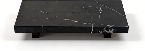 Natural Black Marble Soap Dispenser Tray, Small Stone Pedestal Tray for Bathroom Counter, Vanity Riser for Perfume, Jewelry, Candles and Dresser Decor, 9.84 x 5.12 in in Saudi Arabia
