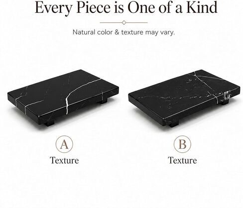Natural Black Marble Soap Dispenser Tray, Small Stone Pedestal Tray for Bathroom Counter, Vanity Riser for Perfume, Jewelry, Candles and Dresser Decor, 9.84 x 5.12 in in Saudi Arabia