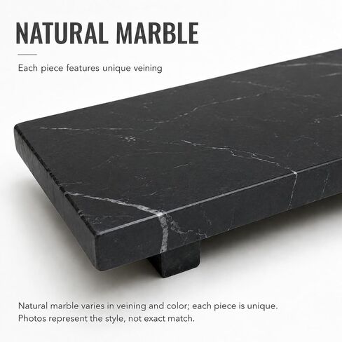 Natural Black Marble Soap Dispenser Tray, Small Stone Pedestal Tray for Bathroom Counter, Vanity Riser for Perfume, Jewelry, Candles and Dresser Decor, 9.84 x 5.12 in in Saudi Arabia