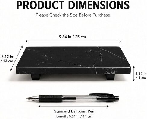 Natural Black Marble Soap Dispenser Tray, Small Stone Pedestal Tray for Bathroom Counter, Vanity Riser for Perfume, Jewelry, Candles and Dresser Decor, 9.84 x 5.12 in in Saudi Arabia