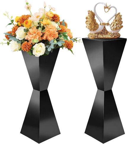 2PCS Stainless Steel Flower Vase Stand, Mirror Metal Pedestal for Table Centerpieces, Wedding & Party Decoration, Decorative Plinth for Home and Event Decor (Gold, W:11in x H:31.5in) in Saudi Arabia