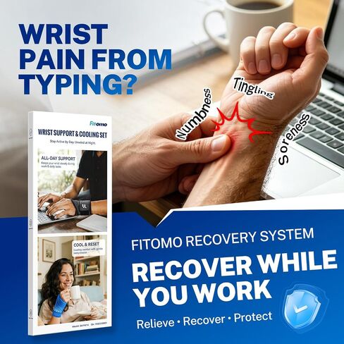 Carpal Tunnel Wrist Brace & Wrist Ice Pack Wrap Set, All-day Wrist Support System with Cold Therapy for Tendonitis, Arthritis, Sprain, Typing, Sports, Repetitive Strain, Fits Both Hands in Saudi Arabia