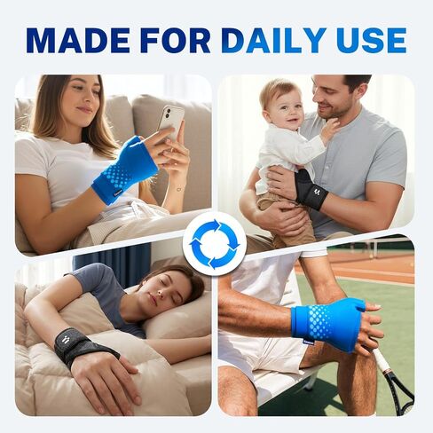 Carpal Tunnel Wrist Brace & Wrist Ice Pack Wrap Set, All-day Wrist Support System with Cold Therapy for Tendonitis, Arthritis, Sprain, Typing, Sports, Repetitive Strain, Fits Both Hands in Saudi Arabia