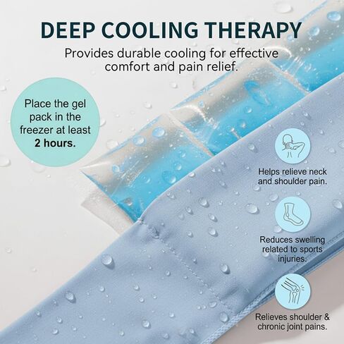 Reusable Neck Cooling Scarf with Ice Packs, Adjustable Cold Neck Wrap for Summer Heat Relief, Breathable Cooling Neck Collar for Outdoor Work, Hiking, Sports, Men & Women, Light Blue in Saudi Arabia