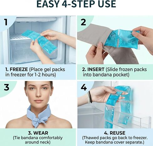 Reusable Neck Cooling Scarf with Ice Packs, Adjustable Cold Neck Wrap for Summer Heat Relief, Breathable Cooling Neck Collar for Outdoor Work, Hiking, Sports, Men & Women, Light Blue in Saudi Arabia
