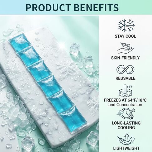 Reusable Neck Cooling Scarf with Ice Packs, Adjustable Cold Neck Wrap for Summer Heat Relief, Breathable Cooling Neck Collar for Outdoor Work, Hiking, Sports, Men & Women, Light Blue in Saudi Arabia
