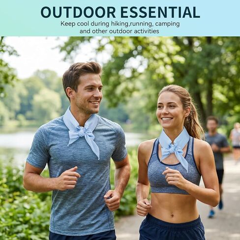 Reusable Neck Cooling Scarf with Ice Packs, Adjustable Cold Neck Wrap for Summer Heat Relief, Breathable Cooling Neck Collar for Outdoor Work, Hiking, Sports, Men & Women, Light Blue in Saudi Arabia
