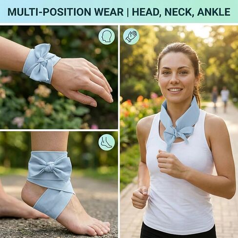 Reusable Neck Cooling Scarf with Ice Packs, Adjustable Cold Neck Wrap for Summer Heat Relief, Breathable Cooling Neck Collar for Outdoor Work, Hiking, Sports, Men & Women, Light Blue in Saudi Arabia
