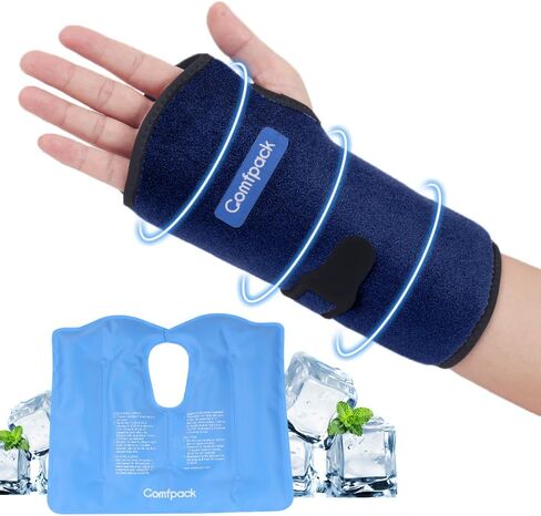 Comfpack Wrist Ice Pack Wrap for Carpal Tunnel Relief, FSA Eligible, Gel Ice Pack for Injuries Reusable for Hand Pain Relief, Hot Cold Compression Wrist Brace for Surgery Recovery, Gift in Saudi Arabia