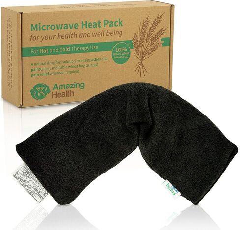 Amazing Health Unscented Wheat Bags Microwavable Heat Pack - Soft Black Fleece, Made in UK, 42cm Long, Heat Pad for Pain Relief in Kuwait