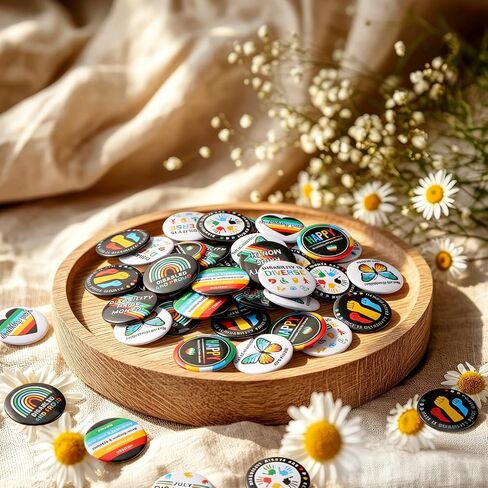 200Pcs Disability Pride Month Pins Buttons 1.26" Round Lapel Badges Equality Human Rights Disabled Support Awareness Pins for Teens Adults July Disability Party Favors Charity Event Supplies Gift in Kuwait
