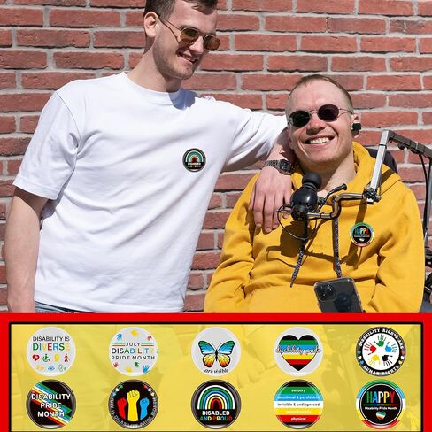 200Pcs Disability Pride Month Pins Buttons 1.26" Round Lapel Badges Equality Human Rights Disabled Support Awareness Pins for Teens Adults July Disability Party Favors Charity Event Supplies Gift in Kuwait