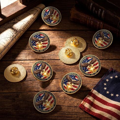 24 Pack 1776-2026 250th Anniversary God Bless America Pin Bulk 4th of July Patriotic Eagle Pins Gold Plated American Flag Badge for Independence Day Gifts in Saudi Arabia