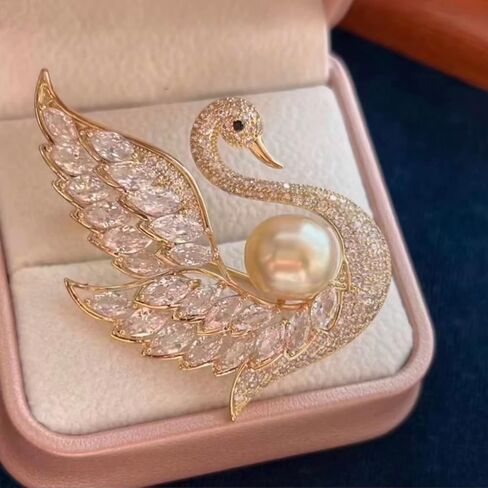 Elegant Women’s Vintage Swan Brooch Crafted with Austrian Crystal Rhinestones – Versatile Lapel Pin, Boutonniere & Corsage, Perfect for Styling Dresses, Scarves and Shawls, a Stunning Accessory for Weddings and Banquets in Kuwait