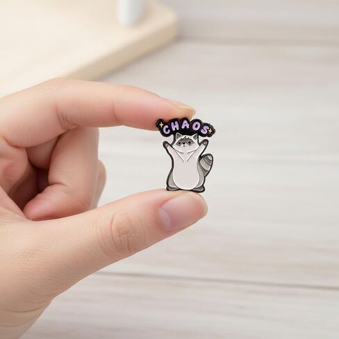 Cute Cartoon Raccoon Pin - Funny Enamel Pins Brooch with "CHAOS" for Backpacks, Jackets, Hats. Humor Animal Brooches Gift for Friends, Teens, Adults，Women. in Kuwait