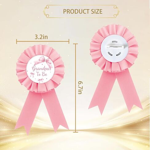 Pink Bow Grandma to Be Badge Pin, BowTie Grandpa to Be Button Pin, Pink Rosette Bowknot Baby Shower Award Ribbon Button for Grandparents, Gender Reveal/Pregnancy Announcement Party Supplies in Kuwait