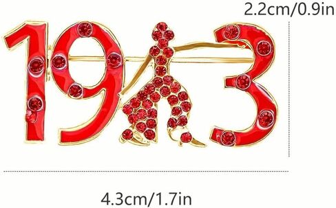 Rhinestone Red Lady 1913 Brooch for Women Gold-Toned Fashion Enamel Greek Delta Sigma Theta Sorority Brooches Lapel Mascot Pins Dainty Dress Accessories Anniversary Holiday Jewelry Souvenir in Kuwait