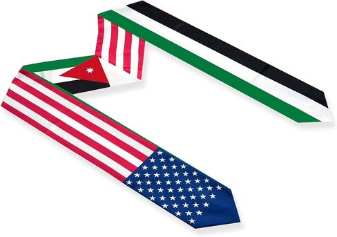 USA And Jordan Flag Graduation Stole,Satin Embroidery Graduation Sash for International Students,72 Inch Length. in Saudi Arabia