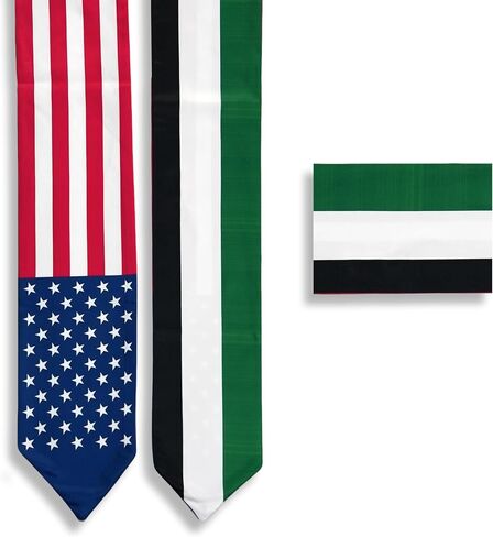 USA And Jordan Flag Graduation Stole,Satin Embroidery Graduation Sash for International Students,72 Inch Length. in Saudi Arabia