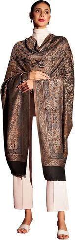 Zamour Women Jacquard Weave Large Shawl Wrap in Soft Material 40x80 inches in Black in Saudi Arabia