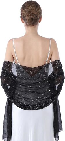 Rhinestone Glitter dress shawl - Large Sparkly Chiffon shawls and wraps for evening dresses - shall for dress formal in Saudi Arabia