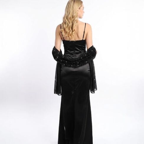 Rhinestone Glitter dress shawl - Large Sparkly Chiffon shawls and wraps for evening dresses - shall for dress formal in Saudi Arabia