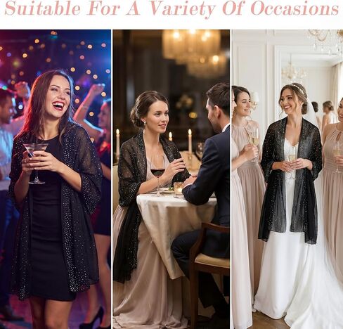 Rhinestone Glitter dress shawl - Large Sparkly Chiffon shawls and wraps for evening dresses - shall for dress formal in Saudi Arabia