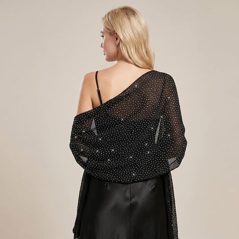 Rhinestone Glitter dress shawl - Large Sparkly Chiffon shawls and wraps for evening dresses - shall for dress formal in Saudi Arabia