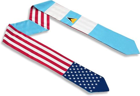 USA And Saint Lucia Flag Graduation Stole,Satin Embroidery Graduation Sash for International Students,72 Inch Length. in Saudi Arabia