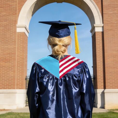 USA And Saint Lucia Flag Graduation Stole,Satin Embroidery Graduation Sash for International Students,72 Inch Length. in Saudi Arabia