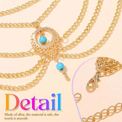 Nicute BohoTurquoise Anklet Gold Ankles Layered Foot Jewelry for Women | Gold Ankle Bracelets Bohemian Turquoise Anklet Foot Jewelry Summer Beach Anklets for Women in Kuwait