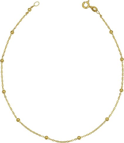Kooljewelry 14k Yellow Gold Round Bead Station Anklet (2.4 mm, 10 inch) in Kuwait