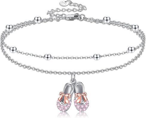 VONALA Celtic Knot/Ballet Dance/Heart Cross Anklet for Women 925 Sterling Silver Layered Adjustable Link Jewelry Birthday Gifts for Her in Kuwait
