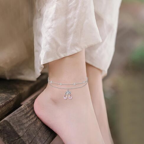 VONALA Celtic Knot/Ballet Dance/Heart Cross Anklet for Women 925 Sterling Silver Layered Adjustable Link Jewelry Birthday Gifts for Her in Kuwait