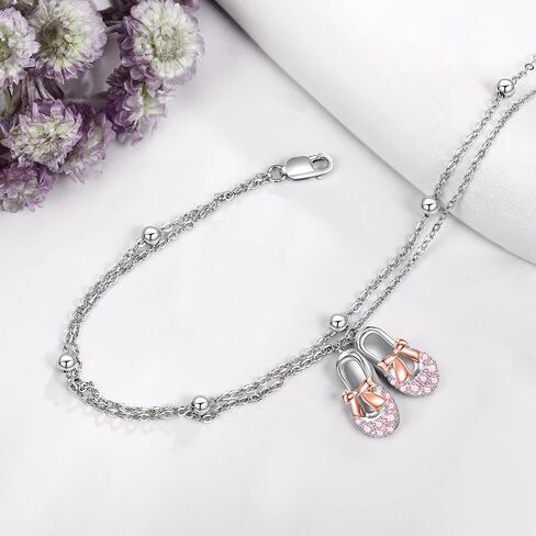 VONALA Celtic Knot/Ballet Dance/Heart Cross Anklet for Women 925 Sterling Silver Layered Adjustable Link Jewelry Birthday Gifts for Her in Kuwait
