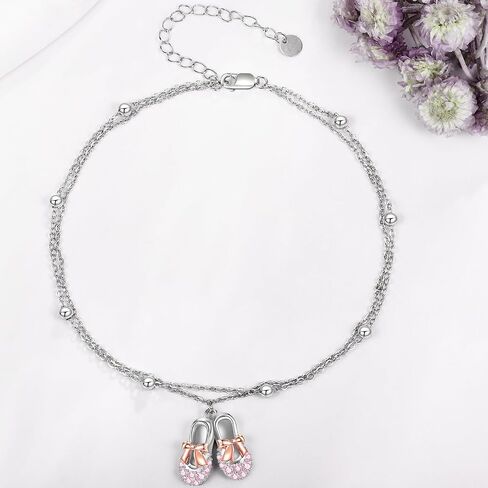 VONALA Celtic Knot/Ballet Dance/Heart Cross Anklet for Women 925 Sterling Silver Layered Adjustable Link Jewelry Birthday Gifts for Her in Kuwait