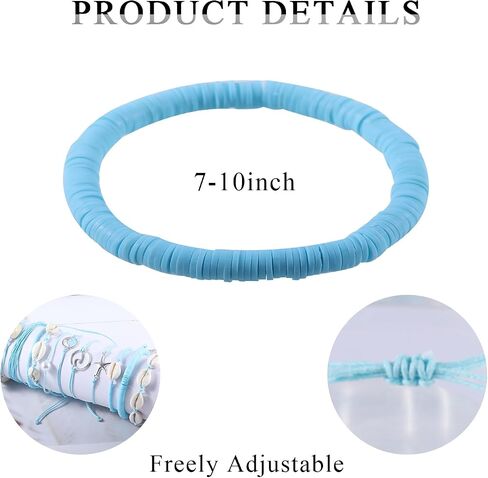 12Pcs Beach Surfer Wave Bracelets for women, Adjustable Handmade Waterproof Braided String Beaded Anklets Starfish Shell Ankle Bracelet for Women Boho Summer Blue Bracelet Set in Saudi Arabia