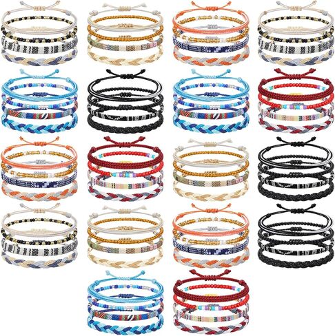 Henoyso 72 Pcs Boho Friendship Bracelets Bulk Adjustable Beaded Anklets End of Year Gifts Handmade Braided Bracelet for Women Men Surfer Beach Summer Accessories, 4 Styles in Kuwait