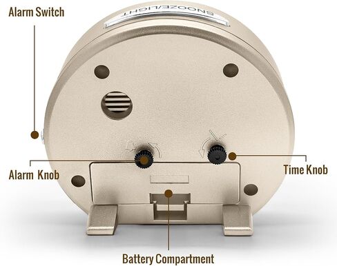 Lamisola Small Alarm Clocks for Bedrooms, 4 Inch Analog Battery Desk Clock, Retro Clock for Bedroom Decoration, Slient, Large Display for Seniors, Loud Alarm Clock for Heavy Sleepers, Champagne Gold in Saudi Arabia