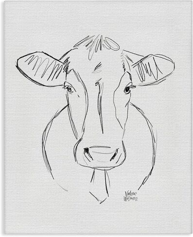 Stupell Industries 'Farm Cattle Cow Pencil Sketch Drawing Portrait ', Canvas Art, 24 x 30 Inches, Easy to Hang and Sturdy, Made in USA, by Valerie Wieners in Kuwait