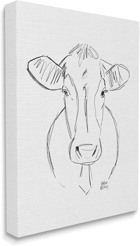 Stupell Industries 'Farm Cattle Cow Pencil Sketch Drawing Portrait ', Canvas Art, 24 x 30 Inches, Easy to Hang and Sturdy, Made in USA, by Valerie Wieners in Kuwait