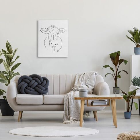 Stupell Industries 'Farm Cattle Cow Pencil Sketch Drawing Portrait ', Canvas Art, 24 x 30 Inches, Easy to Hang and Sturdy, Made in USA, by Valerie Wieners in Kuwait
