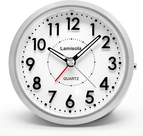 Lamisola Small Alarm Clocks for Bedrooms, 4 Inch Analog Battery Desk Clock, Retro Clock for Bedroom Decoration, Slient, Large Display for Seniors, Loud Alarm Clock for Heavy Sleepers, Champagne Gold in Saudi Arabia