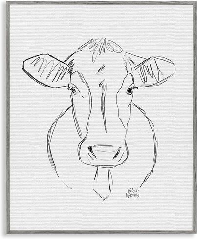 Stupell Industries Farm Cattle Cow Pencil Sketch Drawing Portrait, Design by Valerie Wieners in Saudi Arabia
