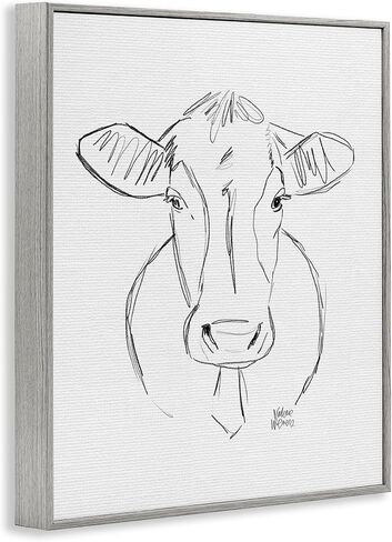 Stupell Industries Farm Cattle Cow Pencil Sketch Drawing Portrait, Design by Valerie Wieners in Saudi Arabia