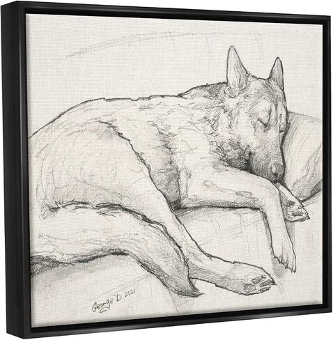 Stupell Industries Dog Curled Up Resting Detailed Graphite Pencil Drawing, Design by George Dyachenko in Kuwait